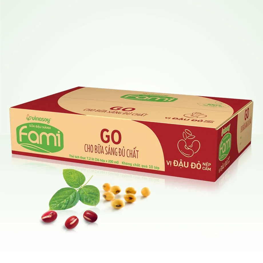 Thùng sản phẩm Sữa đậu nành Fami Go vị Đậu đỏ nếp cẩm ; 36 hộp x 200ml ...